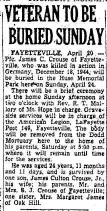 1949 James C. Crouse burial